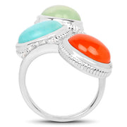 Bids.com 9.50 Carat Genuine Multi Stone .925 Sterling Silver Ring Rings White Smoke size 6.00,size 7.00,size 8.00,size 9.00