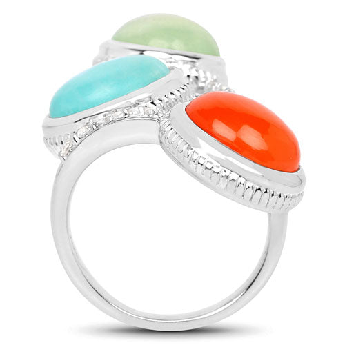 Bids.com 9.50 Carat Genuine Multi Stone .925 Sterling Silver Ring Rings White Smoke size 6.00,size 7.00,size 8.00,size 9.00