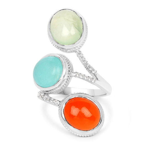 Bids.com 9.50 Carat Genuine Multi Stone .925 Sterling Silver Ring Rings White Smoke size 6.00,size 7.00,size 8.00,size 9.00