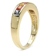 Bids.com 14K Yellow Gold Plated 1.26 Carat Genuine Multi Sapphire .925 Sterling Silver Ring Rings White Smoke size 7.00,size 6.00,size 8.00,size 9.00