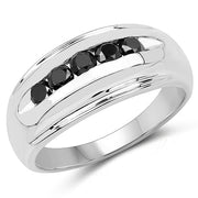 Bids.com 0.50 Carat Genuine Black Diamond .925 Sterling Silver Ring Rings White Smoke size 7.00,size 10.00,size 6.00,size 8.00,size 9.00,size 11.00,size 12.00