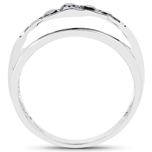 Bids.com 0.50 Carat Genuine Black Diamond .925 Sterling Silver Ring Rings White Smoke size 7.00,size 10.00,size 6.00,size 8.00,size 9.00,size 11.00,size 12.00