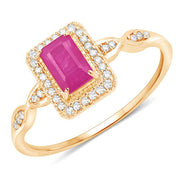 Bids.com 0.75 Carat Genuine Ruby and White Diamond 14K Yellow Gold Ring Rings White Smoke size 5.00,size 6.00,size 7.00,size 8.00,size 9.00