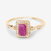 Bids.com 0.75 Carat Genuine Ruby and White Diamond 14K Yellow Gold Ring Rings White Smoke size 5.00,size 6.00,size 7.00,size 8.00,size 9.00