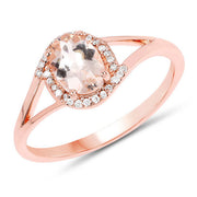 Bids.com 0.78 Carat Genuine Morganite and White Diamond 14K Rose Gold Ring Rings White Smoke size 6.00,size 7.00,size 8.00,size 5.00,size 9.00