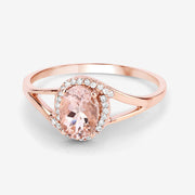 Bids.com 0.78 Carat Genuine Morganite and White Diamond 14K Rose Gold Ring Rings White Smoke size 6.00,size 7.00,size 8.00,size 5.00,size 9.00