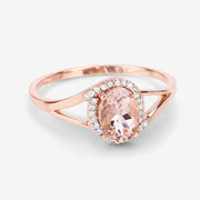 Bids.com 0.78 Carat Genuine Morganite and White Diamond 14K Rose Gold Ring Rings White Smoke size 6.00,size 7.00,size 8.00,size 5.00,size 9.00
