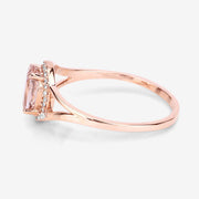 Bids.com 0.78 Carat Genuine Morganite and White Diamond 14K Rose Gold Ring Rings White Smoke size 6.00,size 7.00,size 8.00,size 5.00,size 9.00