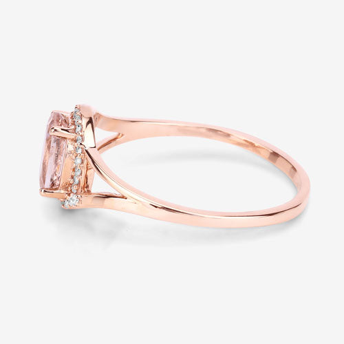 Bids.com 0.78 Carat Genuine Morganite and White Diamond 14K Rose Gold Ring Rings White Smoke size 6.00,size 7.00,size 8.00,size 5.00,size 9.00