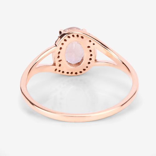 Bids.com 0.78 Carat Genuine Morganite and White Diamond 14K Rose Gold Ring Rings Lavender size 6.00,size 7.00,size 8.00,size 5.00,size 9.00