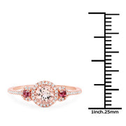 Bids.com 0.63 Carat Genuine Morganite, Pink Tourmaline and White Diamond 14K Rose Gold Ring Rings White Smoke size 7.00,size 6.00,size 8.00,size 5.00,size 9.00,size 10.00