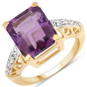 Bids.com 4.83 Carat Genuine Amethyst and White Topaz .925 Sterling Silver Ring Rings White Smoke size 5.00,size 6.00,size 7.00,size 8.00,size 9.00