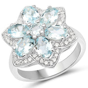 Bids.com 2.88 Carat Genuine Aquamarine .925 Sterling Silver Ring Rings White Smoke size 6.00,size 8.00,size 7.00,size 5.00,size 9.00