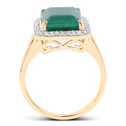 Bids.com 5.71 Carat Dyed Emerald and White Diamond 14K Yellow Gold Ring Rings White Smoke size 6.00,size 7.00,size 8.00,size 10.00,size 10.50,size 5.00,size 9.00,size 8.25