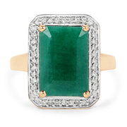 Bids.com 5.71 Carat Dyed Emerald and White Diamond 14K Yellow Gold Ring Rings White Smoke size 6.00,size 7.00,size 8.00,size 10.00,size 10.50,size 5.00,size 9.00,size 8.25