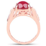 Bids.com 14K Rose Gold Plated 4.71 Carat Genuine Glass Filled Ruby and White Topaz .925 Sterling Silver Ring Rings White Smoke size 6.00,size 8.00,size 7.00,size 9.00