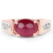 Bids.com 14K Rose Gold Plated 4.71 Carat Genuine Glass Filled Ruby and White Topaz .925 Sterling Silver Ring Rings White Smoke size 6.00,size 8.00,size 7.00,size 9.00