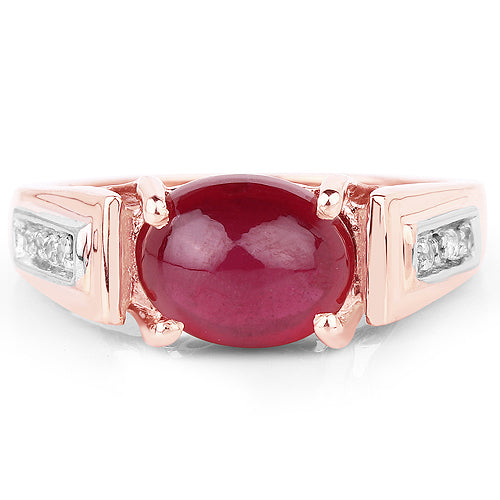 Bids.com 14K Rose Gold Plated 4.71 Carat Genuine Glass Filled Ruby and White Topaz .925 Sterling Silver Ring Rings White Smoke size 6.00,size 8.00,size 7.00,size 9.00