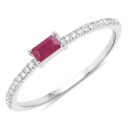 Bids.com 0.22 Carat Genuine Ruby and White Diamond 14K White Gold Ring Rings White Smoke size 5.00,size 6.00,size 7.00,size 8.00,size 9.00
