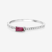 Bids.com 0.22 Carat Genuine Ruby and White Diamond 14K White Gold Ring Rings White Smoke size 5.00,size 6.00,size 7.00,size 8.00,size 9.00