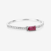 Bids.com 0.22 Carat Genuine Ruby and White Diamond 14K White Gold Ring Rings White Smoke size 5.00,size 6.00,size 7.00,size 8.00,size 9.00