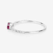 Bids.com 0.22 Carat Genuine Ruby and White Diamond 14K White Gold Ring Rings White Smoke size 5.00,size 6.00,size 7.00,size 8.00,size 9.00