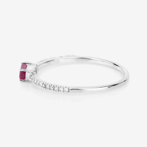 Bids.com 0.22 Carat Genuine Ruby and White Diamond 14K White Gold Ring Rings White Smoke size 5.00,size 6.00,size 7.00,size 8.00,size 9.00