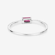 Bids.com 0.22 Carat Genuine Ruby and White Diamond 14K White Gold Ring Rings White Smoke size 5.00,size 6.00,size 7.00,size 8.00,size 9.00