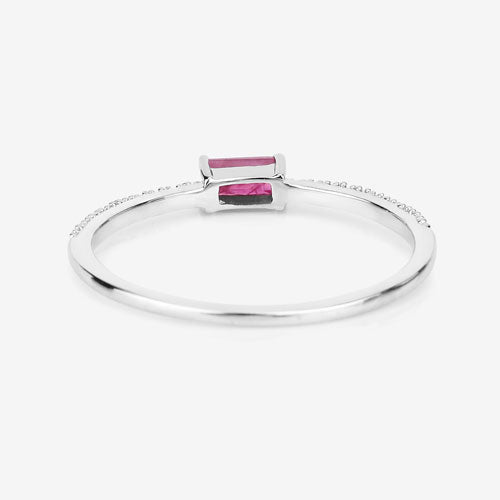Bids.com 0.22 Carat Genuine Ruby and White Diamond 14K White Gold Ring Rings White Smoke size 5.00,size 6.00,size 7.00,size 8.00,size 9.00