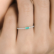 Bids.com 0.18 Carat Genuine Zambian Emerald and White Diamond 14K White Gold Ring Rings Tan size 5.00,size 6.00,size 7.00,size 8.00,size 9.00