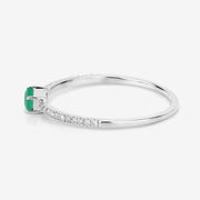 Bids.com 0.18 Carat Genuine Zambian Emerald and White Diamond 14K White Gold Ring Rings White Smoke size 5.00,size 6.00,size 7.00,size 8.00,size 9.00
