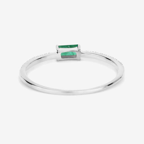 Bids.com 0.18 Carat Genuine Zambian Emerald and White Diamond 14K White Gold Ring Rings White Smoke size 5.00,size 6.00,size 7.00,size 8.00,size 9.00