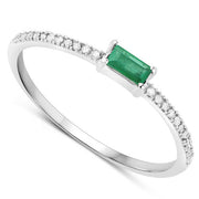 Bids.com 0.18 Carat Genuine Zambian Emerald and White Diamond 14K White Gold Ring Rings White Smoke size 5.00,size 6.00,size 7.00,size 8.00,size 9.00