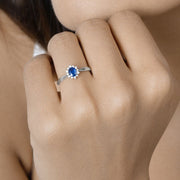 Bids.com 0.44 Carat Genuine Blue Sapphire and White Diamond 14K White Gold Ring Rings Rosy Brown size 5.00,size 6.00,size 7.00,size 8.00,size 9.00,size 6.50