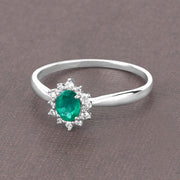 Bids.com 0.40 Carat Genuine Zambian Emerald and White Diamond 14K White Gold Ring Rings Dim Gray size 5.00,size 6.00,size 7.00,size 8.00,size 9.00