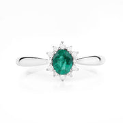 Bids.com 0.40 Carat Genuine Zambian Emerald and White Diamond 14K White Gold Ring Rings White Smoke size 5.00,size 6.00,size 7.00,size 8.00,size 9.00
