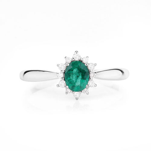 Bids.com 0.40 Carat Genuine Zambian Emerald and White Diamond 14K White Gold Ring Rings White Smoke size 5.00,size 6.00,size 7.00,size 8.00,size 9.00