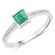 Bids.com 0.67 Carat Genuine Zambian Emerald and White Diamond 14K White Gold Ring Rings White Smoke size 5.00,size 6.00,size 7.00,size 8.00,size 9.00