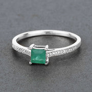 Bids.com 0.67 Carat Genuine Zambian Emerald and White Diamond 14K White Gold Ring Rings Dim Gray size 5.00,size 6.00,size 7.00,size 8.00,size 9.00
