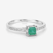 Bids.com 0.67 Carat Genuine Zambian Emerald and White Diamond 14K White Gold Ring Rings White Smoke size 5.00,size 6.00,size 7.00,size 8.00,size 9.00