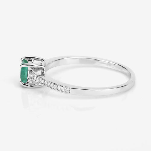 Bids.com 0.67 Carat Genuine Zambian Emerald and White Diamond 14K White Gold Ring Rings White Smoke size 5.00,size 6.00,size 7.00,size 8.00,size 9.00