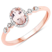 Bids.com 0.48 Carat Genuine Morganite and White Diamond 10K Rose Gold Ring Rings White Smoke size 7.00,size 5.00,size 6.00,size 8.00,size 9.00,size 5.50,size 5.25,size 8.50