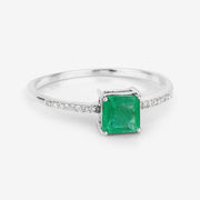 Bids.com 0.64 Carat Genuine Zambian Emerald and White Diamond 14K White Gold Ring Rings Lavender size 5.00,size 6.00,size 7.00,size 8.00,size 9.00,size 4.00
