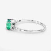 Bids.com 0.64 Carat Genuine Zambian Emerald and White Diamond 14K White Gold Ring Rings White Smoke size 5.00,size 6.00,size 7.00,size 8.00,size 9.00,size 4.00