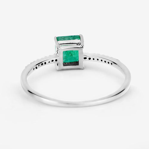 Bids.com 0.64 Carat Genuine Zambian Emerald and White Diamond 14K White Gold Ring Rings White Smoke size 5.00,size 6.00,size 7.00,size 8.00,size 9.00,size 4.00