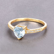 Bids.com 0.65 Carat Genuine Aquamarine and White Diamond 14K Yellow Gold Ring Rings Dark Gray size 5.00,size 6.00,size 7.00,size 8.00,size 9.00