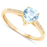 Bids.com 0.65 Carat Genuine Aquamarine and White Diamond 14K Yellow Gold Ring Rings White Smoke size 5.00,size 6.00,size 7.00,size 8.00,size 9.00