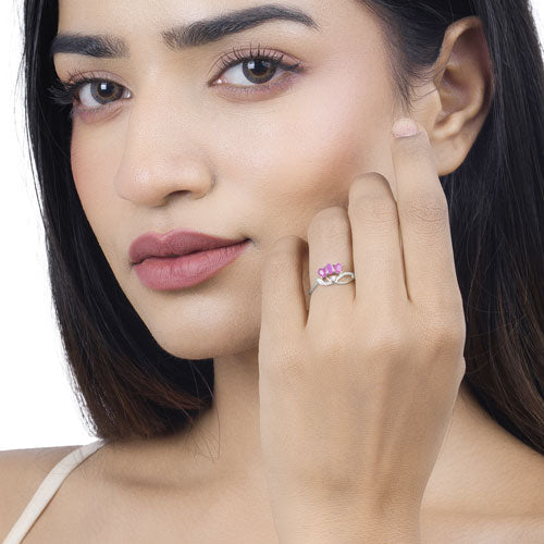 Bids.com 0.71 Carat Genuine Ruby and White Diamond 14K White Gold Ring Rings Tan size 5.00,size 6.00,size 7.00,size 8.00,size 9.00