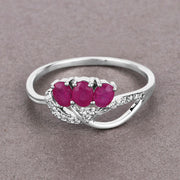 Bids.com 0.71 Carat Genuine Ruby and White Diamond 14K White Gold Ring Rings Light Slate Gray size 5.00,size 6.00,size 7.00,size 8.00,size 9.00