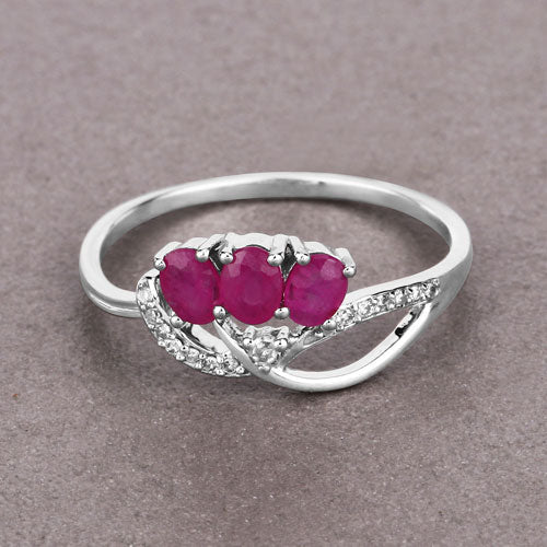Bids.com 0.71 Carat Genuine Ruby and White Diamond 14K White Gold Ring Rings Light Slate Gray size 5.00,size 6.00,size 7.00,size 8.00,size 9.00